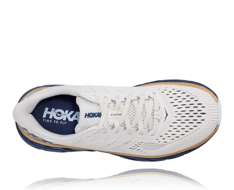 Running Shoes Womens - Hoka One One Clifton 7 - White/Blue - NOIEFKG-75